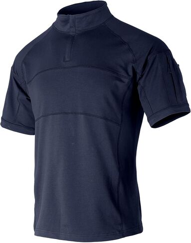 Tactical Short Sleeve Shirts for Men Military Combat T Shirt Workout Gym T-Shirt 1/4 Zip with 2 Pockets in Kuwait