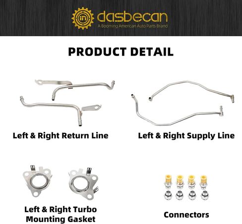 Dasbecan 926-186 926-187 Turbo Line Line Kit Prastenger and Driver FIT COLLE FIT 2011-2016 FORD F150 ، 2015-2021 Ford Transit 150/250/350/350 HD ، 2015-2017 Lincoln Navigator in Saudi Arabia