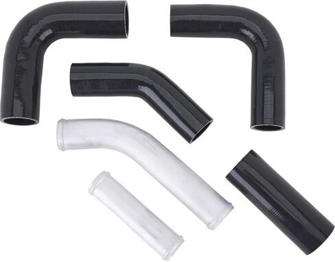Motorway Motors Universal Silicone/Aluminium Baziatiator Kit Kit - Kit Complete Starter Kit ، خراطيم السيليكون الأسود ، أنابيب الألومنيوم ، مقاومة للحرارة ، مشروع مخصص in Saudi Arabia