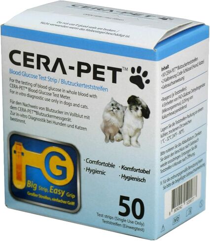 50 x CERA-PET Vet Blood Glucose Strips for Cats & Dogs, Pet Owners and Vet Test Replacement Strips in Saudi Arabia