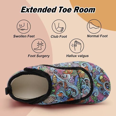 Slippers for Women Men Wide House Diabetic Shoes for Women Men Warm Arthritis Edema Swollen Neuropathy Socks Slip on Adjustable Fuzzy Comfy Soft Womens Mens Bedroom Sliipers in Kuwait