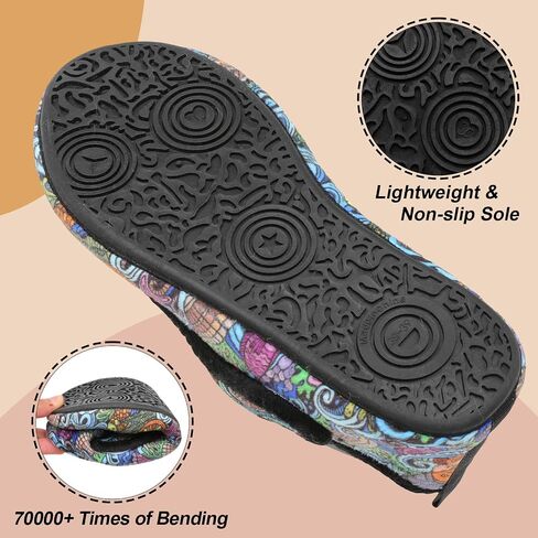 Slippers for Women Men Wide House Diabetic Shoes for Women Men Warm Arthritis Edema Swollen Neuropathy Socks Slip on Adjustable Fuzzy Comfy Soft Womens Mens Bedroom Sliipers in Kuwait