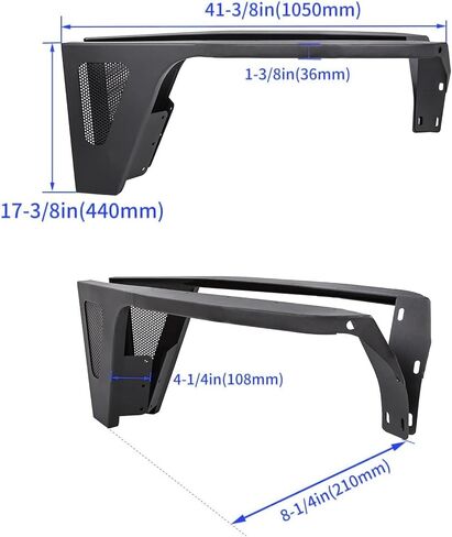 KUAFU Front Fender Flares Compatible with 1987-1995 Jeep Wrangler YJ Body Armor Rocker Guards with LED Eagle Lights Powder Coated Steel Driver and Passenger Side in Saudi Arabia