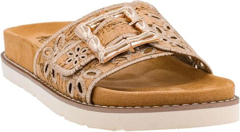 Corkys Footwear Women's Slid In My DM Slip-On Sandals – Comfortable, Cushioned, Lightweight, Floral Detail, Versatile Summer Style Natural Size 09 in Kuwait