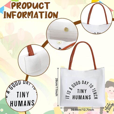 Paterr Teacher Appreciation Gifts Canvas Bag Kindergarten Teacher Gift Tote Bag Graduation It's a Good Day to Teach Tiny Human Cotton Canvas Shoulder for Women, Birthday Gifts in Saudi Arabia