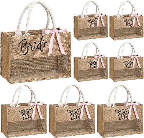 8 PCS Bachelorette Beach Bag Bridal Party Bag Bag Bride Gifts مع نافذة PVC لحفلة خطوبة العروسة in Saudi Arabia