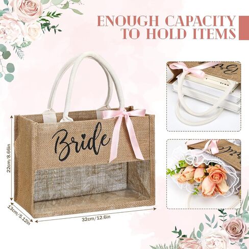 8 PCS Bachelorette Beach Bag Bridal Party Bag Bag Bride Gifts مع نافذة PVC لحفلة خطوبة العروسة in Saudi Arabia