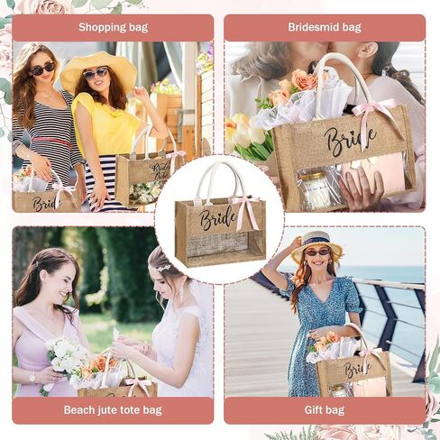 8 PCS Bachelorette Beach Bag Bridal Party Bag Bag Bride Gifts مع نافذة PVC لحفلة خطوبة العروسة in Saudi Arabia