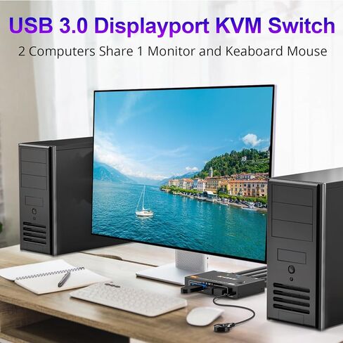 HDMI2.1 KVM Switch 8K@60Hz 4K@120Hz ، KVM Switch for 2 Computers Share 1 Monitor و 3 أجهزة USB 3.0 in Kuwait