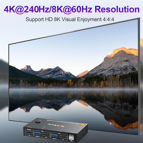 HDMI2.1 KVM Switch 8K@60Hz 4K@120Hz ، KVM Switch for 2 Computers Share 1 Monitor و 3 أجهزة USB 3.0 in Kuwait