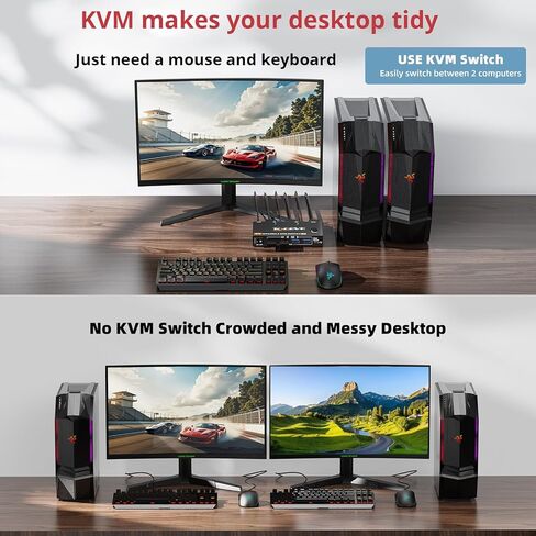 HDMI2.1 KVM Switch 8K@60Hz 4K@120Hz ، KVM Switch for 2 Computers Share 1 Monitor و 3 أجهزة USB 3.0 in Kuwait