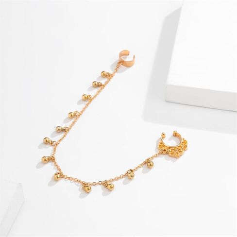 Boho Indian Nose Rings Earrings for Women Sexy Gold Crystal Pearl Star Chain Nose Ring Ear Cuffs Stud Earrings Jewelry in Saudi Arabia