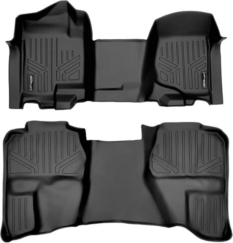 SMARTLINER Custom Fit Floor Mats 2 Row Liner Set for 2007-2013 Chevrolet Silverado 1500 in Saudi Arabia