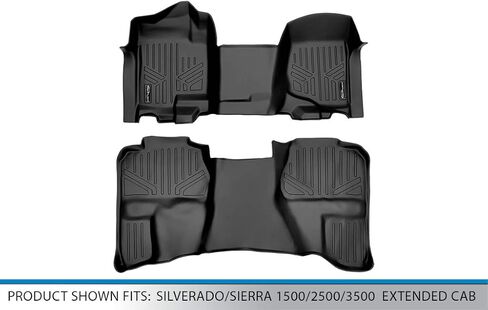 SMARTLINER Custom Fit Floor Mats 2 Row Liner Set for 2007-2013 Chevrolet Silverado 1500 in Saudi Arabia
