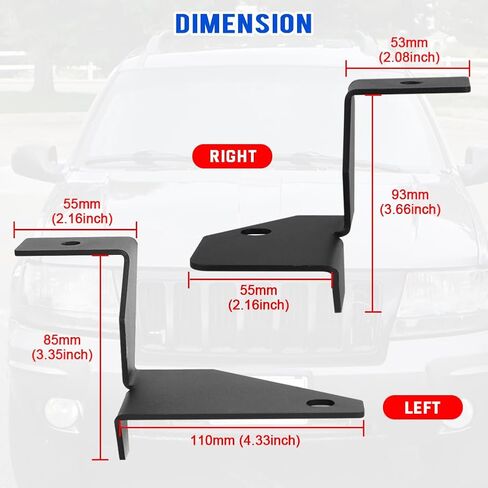 Autovic Ditch Light Bracket Pair Left Left Engine Hood Brackets لجيب Grand Cherokee WJ 1999-2004 in Kuwait