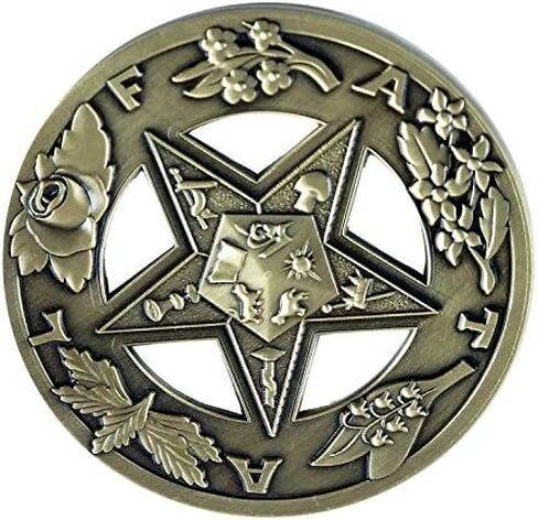 Order of The Eastern Star Fatal Round Masonic Auto Emblem - [Antique Brass][3'' Diameter] in Saudi Arabia
