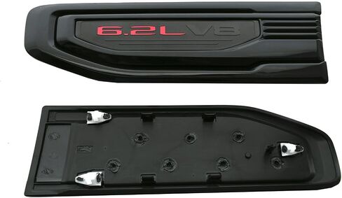 Pair New 6.2L V8 Vent Emblems Kit 3D Driver Passenger Side Badge Compatible with 2019-2026 GMC Sierra GM 85160715 86532094 (6.2L V8-Black Red) in Kuwait