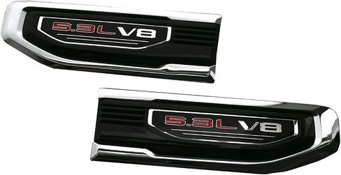 Pair New 6.2L V8 Vent Emblems Kit 3D Driver Passenger Side Badge Compatible with 2019-2026 GMC Sierra GM 85160715 86532094 (6.2L V8-Black Red) in Kuwait