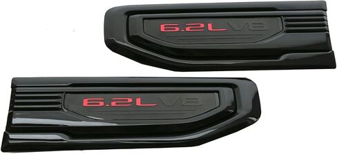 Pair New 6.2L V8 Vent Emblems Kit 3D Driver Passenger Side Badge Compatible with 2019-2026 GMC Sierra GM 85160715 86532094 (6.2L V8-Black Red) in Kuwait