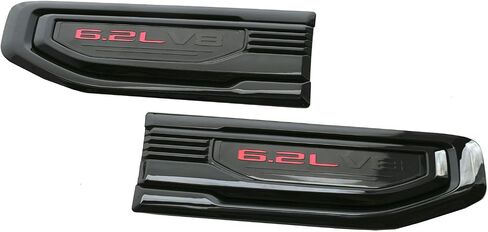 Pair New 6.2L V8 Vent Emblems Kit 3D Driver Passenger Side Badge Compatible with 2019-2026 GMC Sierra GM 85160715 86532094 (6.2L V8-Black Red) in Kuwait