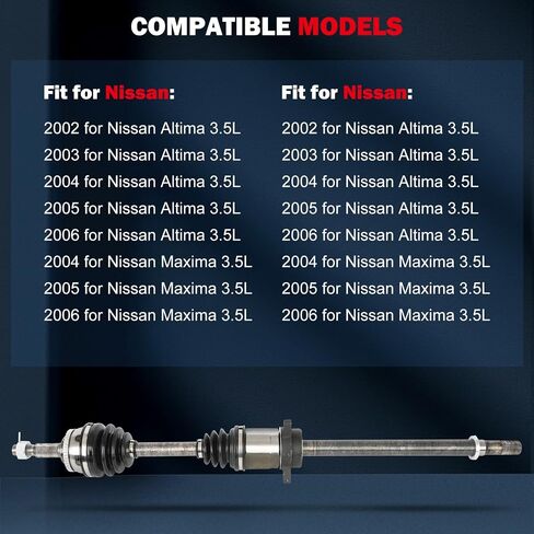 CCIYU 66-6215 CV AXLE ROMBLY ASSEMBLY FIT 2002-2006 لنيسان Altima 3.5L ، 2004-2006 لنيسان MAXIAN in Saudi Arabia