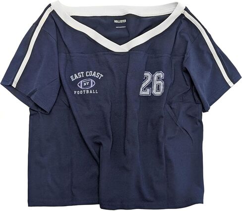 Hollister California Women's Oversized Off-The-Shoulder Varsity Graphic Tee HOW-70 in Saudi Arabia