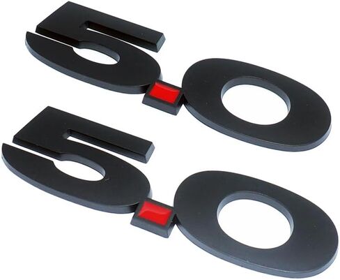 2Pc 2011-2014 5.0 Liter Emblem Driver & Passenger Side Badge Sticker 3D Nameplate Replacemet (Chrome Red) in Saudi Arabia