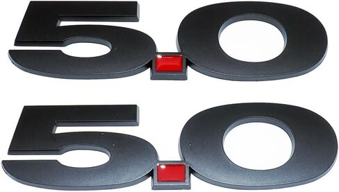 2Pc 2011-2014 5.0 Liter Emblem Driver & Passenger Side Badge Sticker 3D Nameplate Replacemet (Chrome Red) in Saudi Arabia