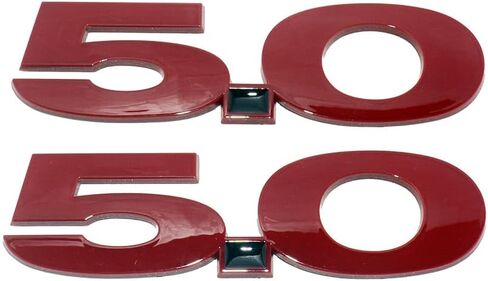 2Pc 2011-2014 5.0 Liter Emblem Driver & Passenger Side Badge Sticker 3D Nameplate Replacemet (Chrome Red) in Saudi Arabia