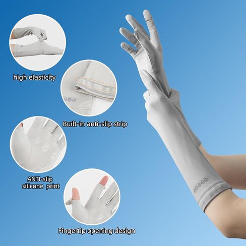 15-inch Extended Sun Gloves For Women UV Protection Touchscreen Arm Sun Driving Gloves for Cycling Golfing Outdoor in Kuwait