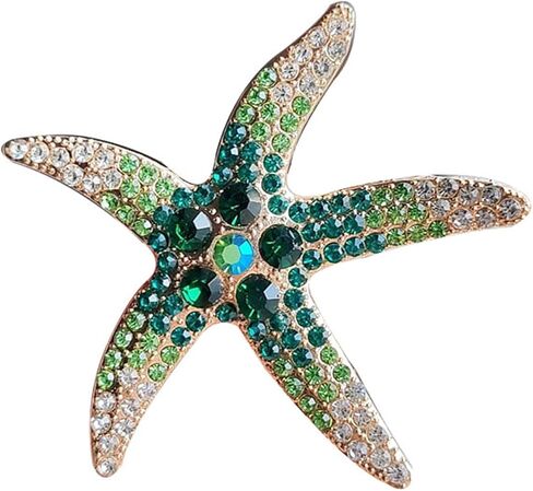 Wcrazye Rhinestone Starffish Broch Pin للنساء الرجال الذهب مطلي بلوريات أنيقة من الكريستال النجوم على شكل أحيان المحيطات حيوانات حيوانات حيوانات طية طية صدريقة. in Saudi Arabia