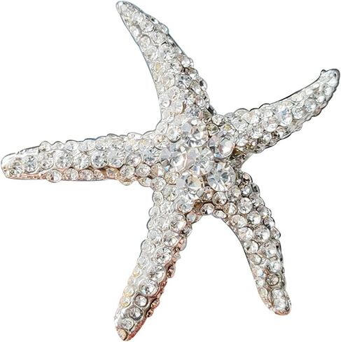 Wcrazye Rhinestone Starffish Broch Pin للنساء الرجال الذهب مطلي بلوريات أنيقة من الكريستال النجوم على شكل أحيان المحيطات حيوانات حيوانات حيوانات طية طية صدريقة. in Kuwait