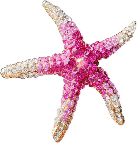 Wcrazye Rhinestone Starffish Broch Pin للنساء الرجال الذهب مطلي بلوريات أنيقة من الكريستال النجوم على شكل أحيان المحيطات حيوانات حيوانات حيوانات طية طية صدريقة. in Kuwait