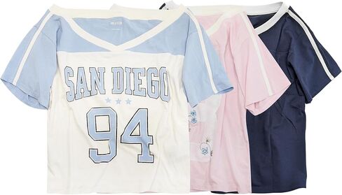 Hollister California Women's Oversized Off-The-Shoulder Varsity Graphic Tee HOW-70 in Saudi Arabia