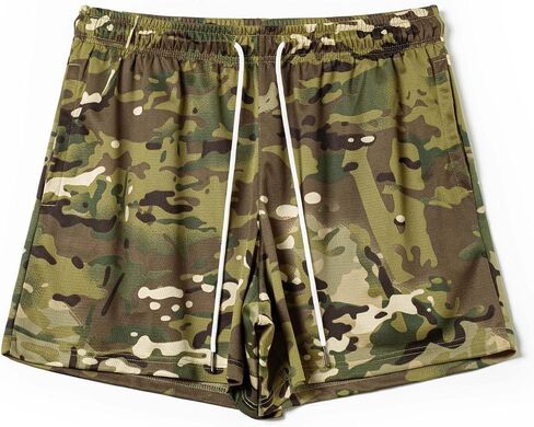 شورت Mens Mens Mesh Printed 5 "تمرين يدير شورتات الرباط الرياضية مع جيوب in Saudi Arabia