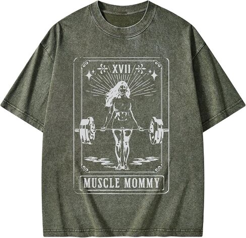 بطاقة التارو Muscle Muscle Mommy قميص صالة رياضية - تي شيرت تجريب للنساء ، صالة رياضية للقطن الناعم. in Kuwait