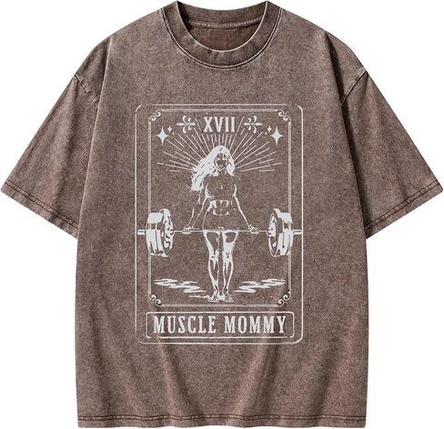 بطاقة التارو Muscle Muscle Mommy قميص صالة رياضية - تي شيرت تجريب للنساء ، صالة رياضية للقطن الناعم. in Kuwait