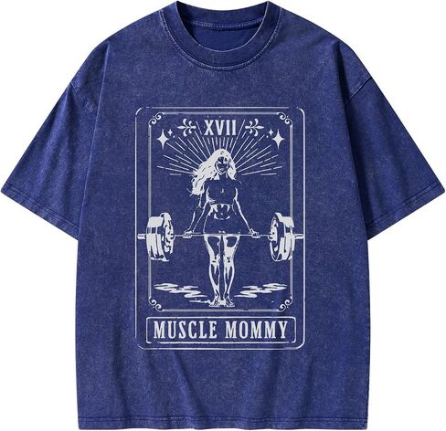 بطاقة التارو Muscle Muscle Mommy قميص صالة رياضية - تي شيرت تجريب للنساء ، صالة رياضية للقطن الناعم. in Kuwait