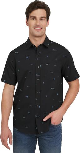 Quiksilver Men's Premium Soft Cotton Short Sleeve Button Down Woven Shirt in Saudi Arabia