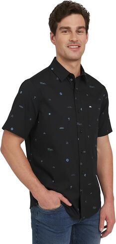 Quiksilver Men's Premium Soft Cotton Short Sleeve Button Down Woven Shirt in Saudi Arabia
