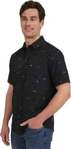 Quiksilver Men's Premium Soft Cotton Short Sleeve Button Down Woven Shirt in Saudi Arabia
