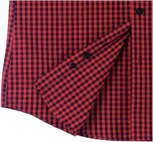 Men's Plaid Casual Slim Fit Long Sleeve Button Down Dress Shirts in Kuwait