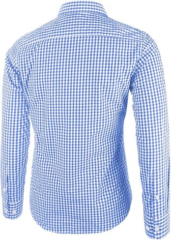 Men's Plaid Casual Slim Fit Long Sleeve Button Down Dress Shirts in Kuwait