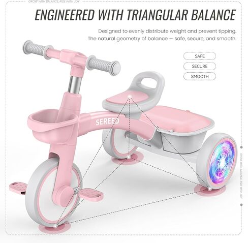 SEREED Colorful Lighting Toddler Tricycle Gift Toy for Ages 2-5 Boys Girls in Saudi Arabia