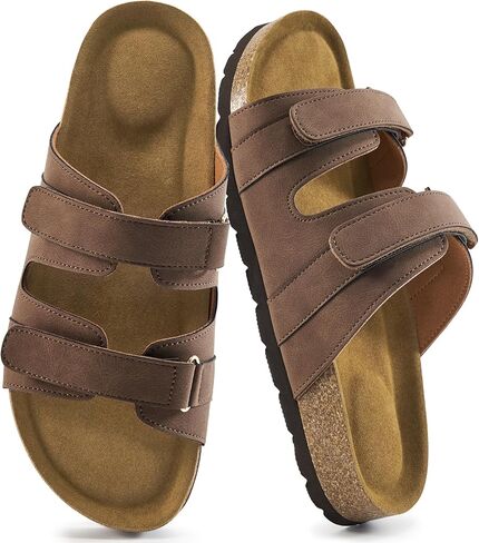 Alicegana Sandals for Women 2025 Flat: Comfortable Beach Walking Summer Vacation Slides Shoes with Adjustable Hook Loop in Kuwait