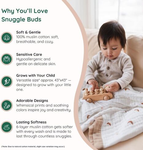 100% Cotton Muslin Baby Blanket | Soft & Breathable 6-Layer Baby Blanket | Lightweight Quilt for Newborns, Infants & Toddlers | Gender-Neutral (Little Prince) in Saudi Arabia