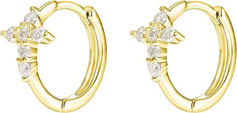 18K Yellow/White Gold Plated Silver Hoop Earring With Lab Grown Diamonds/Emerald/Blue Sapphire/Moissanite, Earring For Women, Gift For Her Jewelry For Women in Kuwait