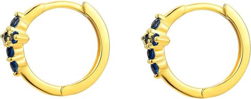 18K Yellow/White Gold Plated Silver Hoop Earring With Lab Grown Diamonds/Emerald/Blue Sapphire/Moissanite, Earring For Women, Gift For Her Jewelry For Women in Kuwait
