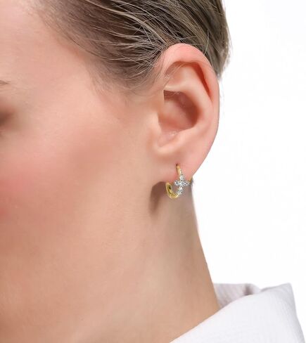 18K Yellow/White Gold Plated Silver Hoop Earring With Lab Grown Diamonds/Emerald/Blue Sapphire/Moissanite, Earring For Women, Gift For Her Jewelry For Women in Kuwait