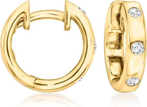Ross-Simons 0.20 ct. T.W. أقراط دايوند هوب بالذهب 18kt على الجنيه الاسترليني in Saudi Arabia
